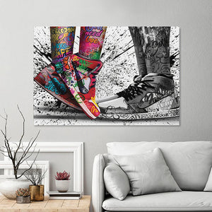 Zapatillas con ilustraciones de Graffiti a la moda, zapatos deportivos, pintura en lienzo de calle, carteles e impresiones, imagen artística de pared, decoración del hogar para sala de estar