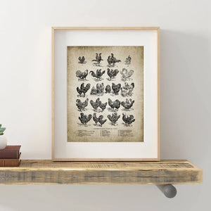 Vintage Farm Animals Poster Print Chicken Pig Sheep and Horse Wall Art Canvas Painting Retro Animal Picture Home Decoration