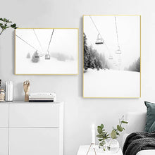 Carica l&#39;immagine nel visualizzatore della Galleria, Sci Montagna Stampa Fotografia in bianco nero Arte della parete Tela Pittura Immagine Amante dello sci Regalo Poster Decorazione domestica moderna nordica