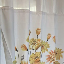 Charger l&#39;image dans la galerie, Whatarter Rideau de douche à fleurs jaunes sans crochet avec doublure à clipser pour fenêtre supérieure, hôtel, tissu de luxe, décoration de salle de bain, double couche en maille florale, ensembles de rideaux décoratifs 71 x 74 pouces