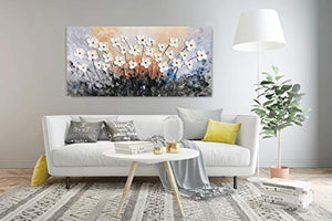 Arte de la pared de la lona de la flor con la pintura al óleo grande moderna texturizada pintada a mano 3D Cuadros florales estéticos contemporáneos para la sala de estar Dormitorio DinningDecor