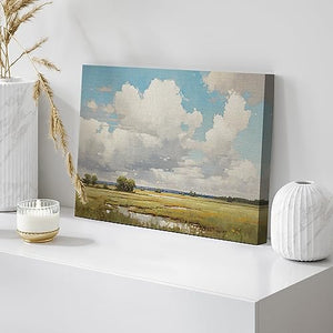 Wall26 Lienzo impreso en lienzo para pared, diseño de cielo azul nublado, naturaleza, desierto, ilustraciones de arte fino, granja/campo rústico para sala de estar, dormitorio, oficina, 16.0 x 24.0 in
