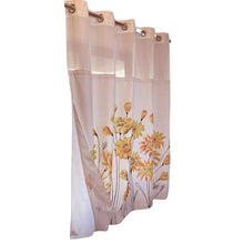 Charger l&#39;image dans la galerie, Whatarter Rideau de douche à fleurs jaunes sans crochet avec doublure à clipser pour fenêtre supérieure, hôtel, tissu de luxe, décoration de salle de bain, double couche en maille florale, ensembles de rideaux décoratifs 71 x 74 pouces