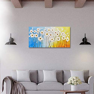 Dipinto ad olio dipinto a mano con fiori danzanti con struttura in rilievo su tela, arte murale floreale contemporanea per la decorazione del soggiorno, arte della casa