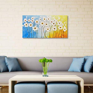 Dipinto ad olio dipinto a mano con fiori danzanti con struttura in rilievo su tela, arte murale floreale contemporanea per la decorazione del soggiorno, arte della casa