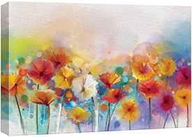 wall26 Leinwand-Wandkunst – Aquarell-Stil, verschiedene farbige Blumen – Giclée-Druck, Galerieverpackung, moderne Heimkunst, fertig zum Aufhängen – 40,6 x 61 cm