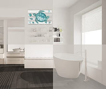 Charger l&#39;image dans la galerie, Whatarter Décoration murale pour salle de bain - Océan bleu - Tortue de mer - Décoration murale - Plage côtière - Peinture sur toile encadrée - Illustration de mer - Impressions gris turquoise - Vie chambre à coucher, ferme, crèche, cadeaux - 40,6 x 61 cm