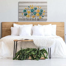 Load image into Gallery viewer, Whatarter Blue Yellow Flowers Wall Art Home Decor Canvas Painting Kitchen Prints Pictures for Home Living Dining Room Bedroom Framed to Hang Grey Background Modern Artwork Decorations 24 x 16 inch