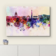 Charger l&#39;image dans la galerie, Washington Dc Skyline en aquarelle fond décoration murale 32 x 48
