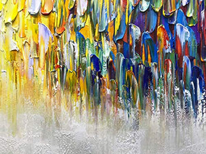 AMEI Art Peintures, 61 x 152,4 cm Taille énorme 100 % peintes à la main abstraites colorées Mélodie Peintures à l'huile sur toile tendue et encadrée Illustration Texture Palette Couteau Peintures Simple Moderne Décoration d'intérieur Art mural