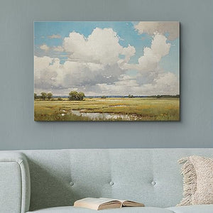 Wall26 Lienzo impreso en lienzo para pared, diseño de cielo azul nublado, naturaleza, desierto, ilustraciones de arte fino, granja/campo rústico para sala de estar, dormitorio, oficina, 16.0 x 24.0 in