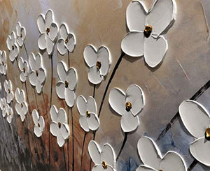 Blumen-Leinwand-Wandkunst mit 3D-handgemaltem, strukturiertem, modernem, großem Ölgemälde, zeitgenössischen, ästhetischen Blumenbildern für Wohnzimmer, Schlafzimmer und Esszimmer