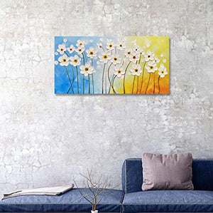 Art Hand Painted Dancing Flower Oil Painting with Raised Texture on Canvas Comtempary Floral Wall Art for Living Room Decor Home Art