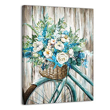 Load image into Gallery viewer, 3LDECOR Bathroom Canvas Wall Decor Blue Retro Bike wall art rural Style Flower Basket artwork for Farmhouse Dining Room, Kitchen, Bedroom, Office…