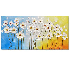 Art Handgemalte tanzende Blumen-Ölgemälde mit erhabener Textur auf Leinwand Comtempary Floral Wall Art für Wohnzimmer-Dekor-Home Art