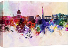Charger l&#39;image dans la galerie, Washington Dc Skyline en aquarelle fond décoration murale 32 x 48