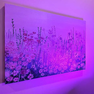 Whatarter Arte romántico de la pared de flores silvestres rosa colorido flor púrpura cuadros decoración de la pared lienzo para niñas cama habitación enmarcado arte impresiones lienzo primavera pinturas decoraciones de pared 16.0 x 24.0 in