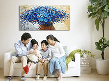 Load image into Gallery viewer, Hand Painted Abstract Canvas Wall Art Modern Textured Blue Flower Oil Painting Contemporary Artwork Floral Hanging Decor Stretched And Framed Ready to Hang (40&quot;W x 20&quot;H, Blue)