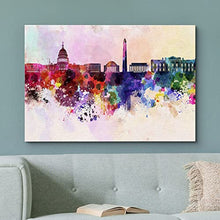 Charger l&#39;image dans la galerie, Washington Dc Skyline en aquarelle fond décoration murale 32 x 48