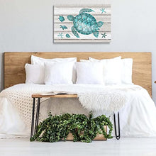 Cargar imagen en el visor de la galería, Arte de la pared Baño Azul Océano Imágenes Verde Azulado Tortuga Marina Decoración de la Pared Playa Costera Lienzo Paitings Enmarcado Arte del Mar Turquesa Gris Impresiones Vida Dormitorio Granja Vivero Regalos, 16.0 x 24.0 in, Whatarter