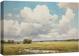 wall26 Leinwanddruck, Wandkunst, bewölkter blauer Himmel, Natur, Wildnis, Illustrationen, feine Kunst, Bauernhaus/Landhaus, rustikal, für Wohnzimmer, Schlafzimmer, Büro – 40,6 x 61 cm