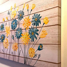 Load image into Gallery viewer, Whatarter Blue Yellow Flowers Wall Art Home Decor Canvas Painting Kitchen Prints Pictures for Home Living Dining Room Bedroom Framed to Hang Grey Background Modern Artwork Decorations 24 x 16 inch