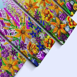 Whatarter Romantic Wildflower Wall Art Purple Colorful Flower Yellow Pictures Wall Decor Canvas for Girls Bed Room Framed Art Prints Canvas Spring Paintings (Overall Size: 60''W x 32''H)