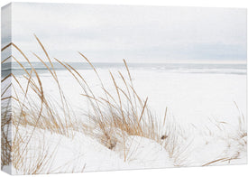 wall26 Leinwanddruck, Wandkunst, Schnee und Pflanzen am Strand, Ufer, Natur, Wildnis, Fotografie, modern, rustikal, malerisch, Entspannung/Ruhe, mehrfarbig, für Wohnzimmer, Schlafzimmer, Büro – 40,6 x 61 cm