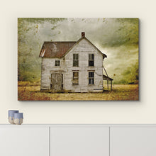 Load image into Gallery viewer, Framed Canvas Print Wall Art Dilapidated Grunge Farmhouse in Field Nature Wilderness Photography Realism Chic Scenic Colorful Rustic Ultra for Living Room, Bedroom, Office - 16&quot;x24&quot;