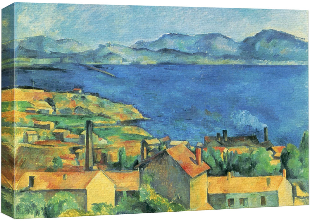wall26 - Bahía de Marsella, Vista desde L'Estaque de Paul Cezanne - Lienzo impreso en lienzo para pared Reproducción de pintura famosa - 16.0 x 24.0 in