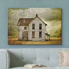 Load image into Gallery viewer, Framed Canvas Print Wall Art Dilapidated Grunge Farmhouse in Field Nature Wilderness Photography Realism Chic Scenic Colorful Rustic Ultra for Living Room, Bedroom, Office - 16&quot;x24&quot;