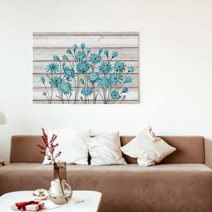 Whatarter Blue Floral Canvas - Wall Art Painting for Bedroom Kitchen Living Room Decoration