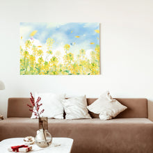 Charger l&#39;image dans la galerie, Toile d&#39;art murale Fleur jaune bleu Rape Blossoms Decor