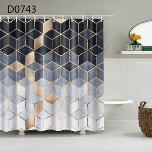 Cortina de baño con patrón de mármol YOMDID, cortinas de ducha impermeables, cortina geométrica con estampado de pantalla de baño para regalo de baño, Navidad