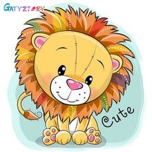 Cargar imagen en el visor de la galería, Cuadro GATYZTORY con animales bonitos, pintura de números DIY, cuadro de arte de pared moderno, pintura para niños con números, regalo único para decoración del hogar