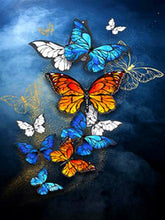 Charger l&#39;image dans la galerie, HOMFUN diamant peinture point de croix motif 5D diamant broderie &quot;papillon ciel étoilé main&quot; décor à la maison bricolage diamant Art