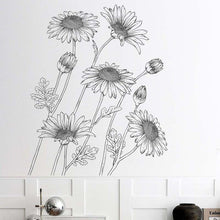 Load image into Gallery viewer, Black sketch sunflower wall stickers living room bedroom wall decor removable vinyl wall decals for room decor home decoration