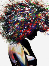 Laden Sie das Bild in den Galerie-Viewer, Afrikanische schwarze Frau Graffiti Kunst Poster und Drucke Abstrakte afrikanische Mädchen Leinwand Gemälde an der Wand Kunst Bilder Wanddekoration