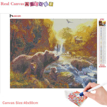 Cargar imagen en el visor de la galería, Bordado de diamantes, Animal Natural, pintura de diamantes cuadrados completos, imágenes de osos, diamantes de imitación, punto de cruz, mosaico de diamantes, decoración del hogar