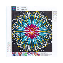 Cargar imagen en el visor de la galería, Pintura de diamante DIY 5D Diamante de imitación de forma especial, Flor de mandala, Juego de pintura de diamante de cristal de diamante parcial