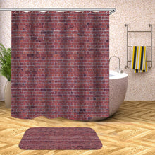 Charger l&#39;image dans la galerie, Rideaux de douche en bois 3D rideaux de douche en tissu imperméable avec crochets rideau de salle de bain rideau de bain drôle ou tapis