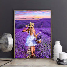 Load image into Gallery viewer, Huacan 5d Diamond Painting Girl New Arrivals Embroidery Lavender Mosaic Cross Stitch Flower Home Decor Diamond Art