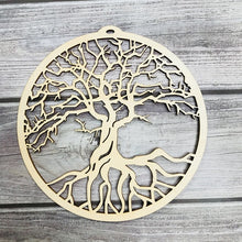 Carica l&#39;immagine nel visualizzatore della Galleria, Albero della vita in legno da appendere alla parete, tagliato al laser, arte da parete in legno, geometria sacra, studio di yoga, regalo spirituale fatto a mano unico per la casa