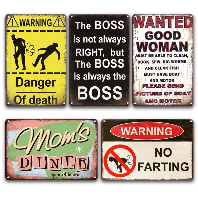 Warning No Farting Metal Tin Painting Vintage Home Decor RESTROOM DOOR Sign Plaque Decorative Retro Shabby Chic Wall Stickers