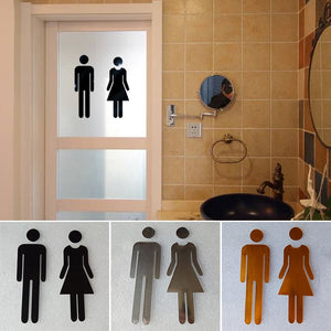 Newly MEN &amp; WOMEN Toilet Loo Bathroom Restroom WC Door Sign Adhesive Indicator Plaque Wall Doors Decor Accessories