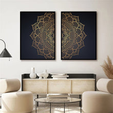 Загрузите изображение в программу просмотра галереи, Черное золото, современная мандала, абстрактные постеры, холст, картина, настенная живопись, печать, фотографии для гостиной, спальни, интерьер, домашний декор