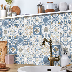 Moroccan Style Wall Sticker Vintage Art Waterproof Vinyl Peel and Stick Tile Stickers Home Decor Kitchen Bathroom DIY Decals