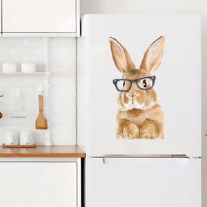 Lindas gafas pegatinas de pared de conejo para sala de estar dormitorio niños habitaciones decoración de pared vinilo PVC dibujos animados calcomanías de pared decoración del hogar