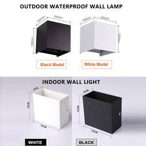 LED Wall Light 6W 12W IP65 Outdoor Waterproof Adjustable Angle Porch Garden Wall Light AV85-265V Aluminum Indoor Lighting Lamp