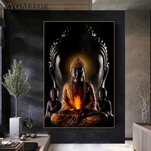 Cargar imagen en el visor de la galería, Dios Buda pared arte impresiones Buda estatua lienzo pintura budismo pared cuadros para sala de estar carteles religiosos decoración de pared